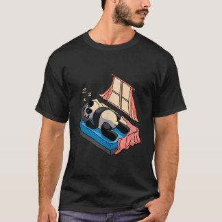 Camiseta Panda dorme em uma cama no quarto de frente para b