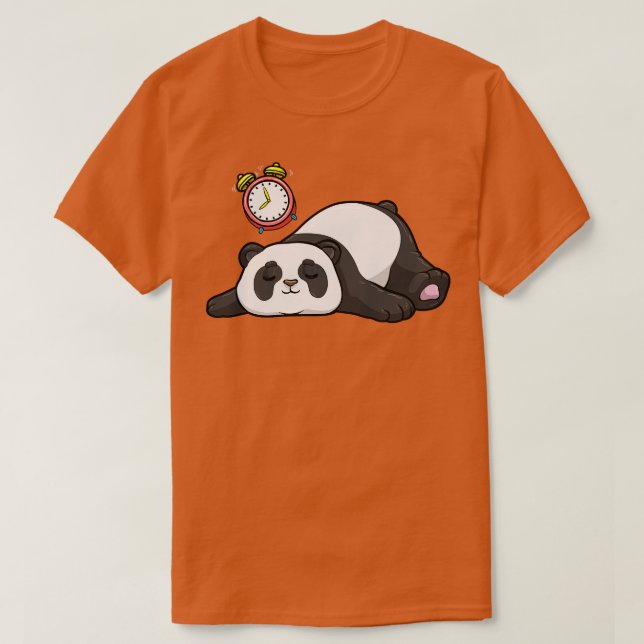 Camiseta Panda dormindo com o relógio do alarme (Frente do Design)