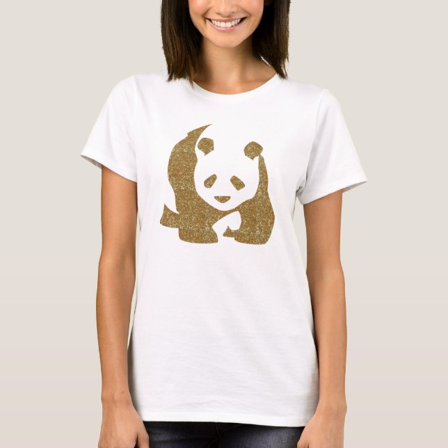 Camiseta Panda dourada do brilho (Frente)