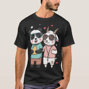 Camiseta Panda e Cabra Melhores Amigos – Amizade Animal Fof