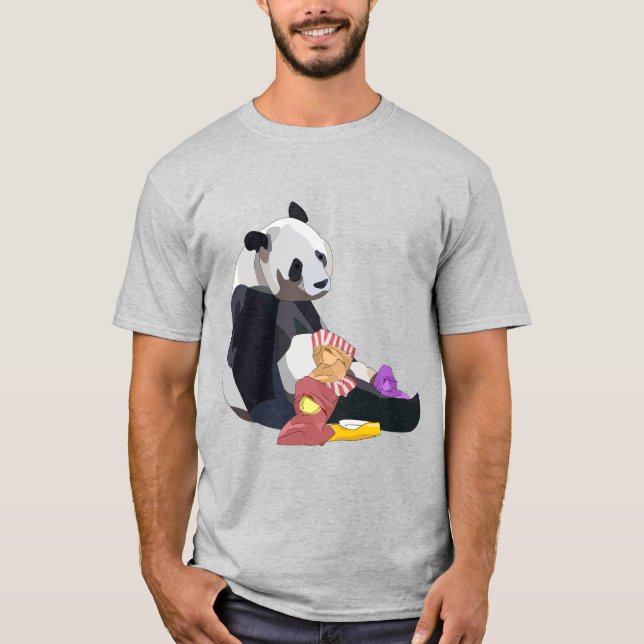 Camiseta Panda eating Junkfood t-shirt (Frente)