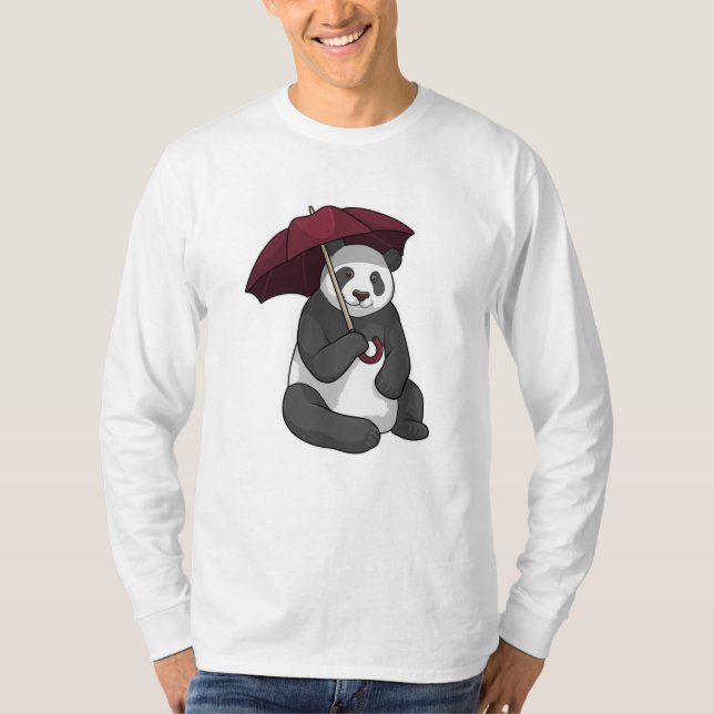 Camiseta Panda em Chuva com Guarda-chuvas (Frente)