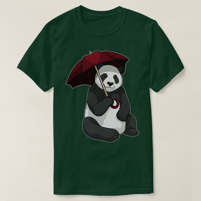 Camiseta Panda em Chuva com Guarda-chuvas (Frente do Design)