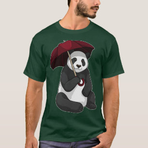 Camiseta Panda em Chuva com Guarda-chuvas