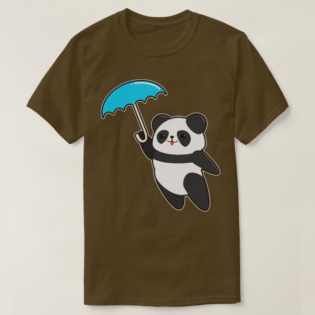 Camiseta Panda em Chuva com Guarda-chuvas 2 (Frente do Design)