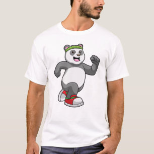 Camiseta Panda em Corrida com Banda de Cabeça