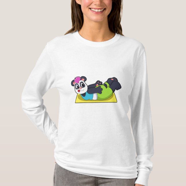 Camiseta Panda em Yoga no tapete Yoga (Frente)