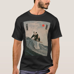 Camiseta Panda Engraçado Dizendo Meme de Onda Japonesa Surf