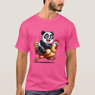 Camiseta Panda Engraçado Galinha Galo Amantes de Animais Ho