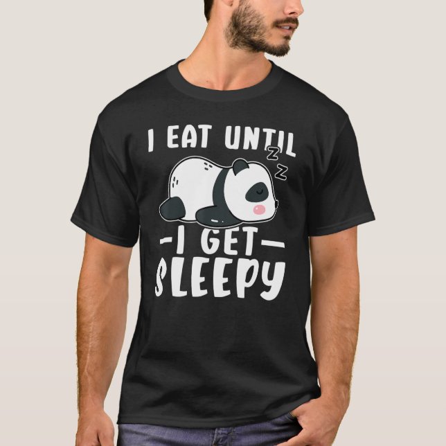 Camiseta Panda Eu Como Até Que Eu Fique Com Sono (Frente)