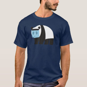 Camiseta Panda Face Vestindo Escudo Quarentena Funny Kawaii