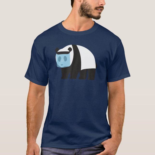 Camiseta Panda Face Vestindo Escudo Quarentena Funny Kawaii (Frente)