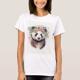 Camiseta Panda Flowers Watercolor                          