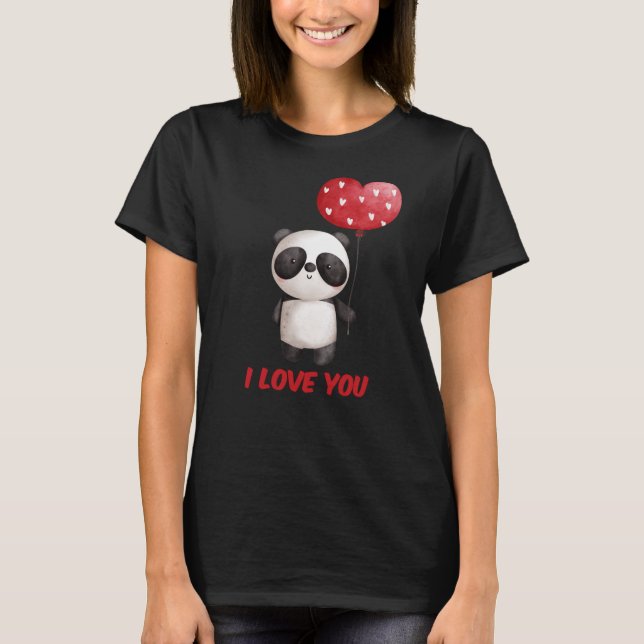Camiseta Panda Fofo Com Coração | Eu Te Amo Presente de Dia (Frente)