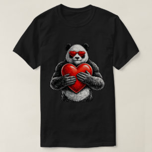 Camiseta Panda Fofo Com Design de Amor no Coração