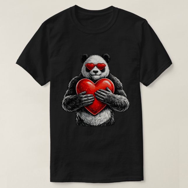 Camiseta Panda Fofo Com Design de Amor no Coração (Frente do Design)