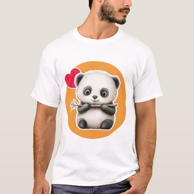 Camiseta Panda Fofo com seu Bambuzinho (Frente)