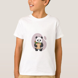 Camiseta Panda Fofo Fazendo Compras de Supermercado para Cr