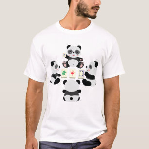 Camiseta Panda Fofo Jogando Mahjong