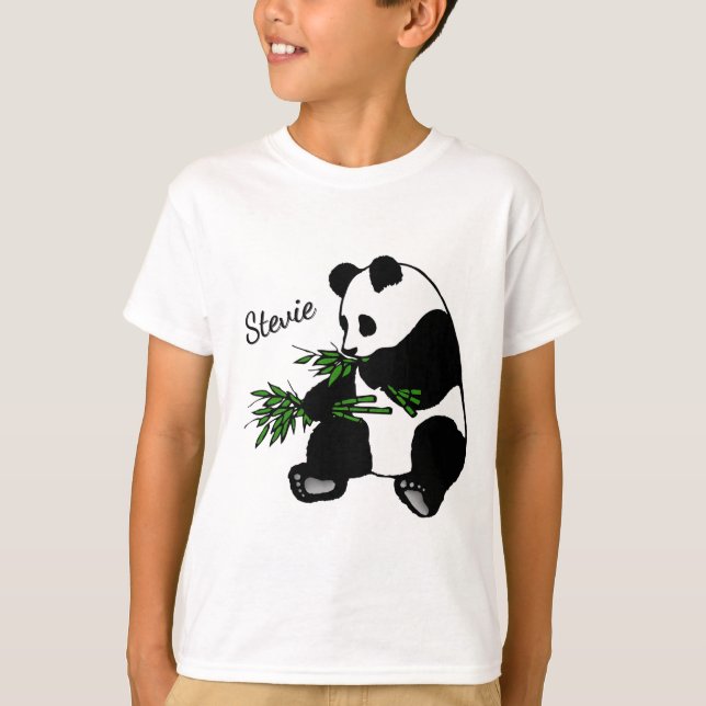Camiseta Panda Gigante Come Bambu Nome   (Frente)