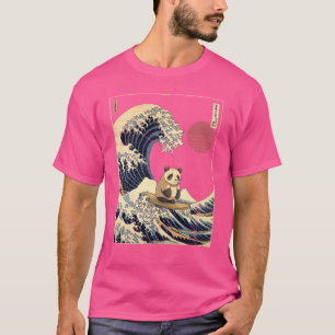 Camiseta Panda Gigante Kanagawa Onda de Surf Japonês engraç