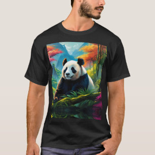Camiseta Panda Gigante na Floresta de Bambu na Montanha