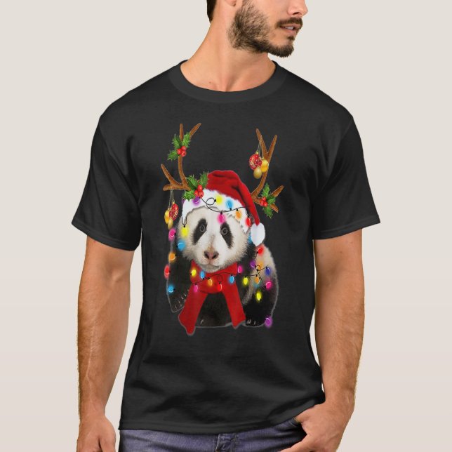 Camiseta Panda Gorgee Reindeer Panda Árvore de Natal Luz (Frente)