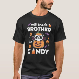 Camiseta Panda Halloween Comercial Irmão Para Doces