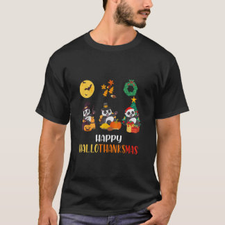 Camiseta Panda Halloween E Feliz Hallot De Natal