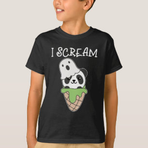 Camiseta Panda Halloween Ghost I Gritar Sorvete Pun