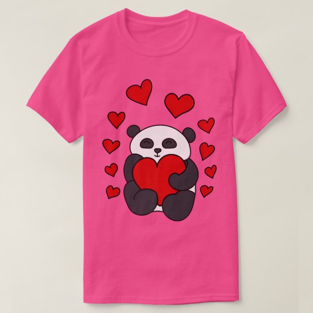 Camiseta Panda Heart - Baby Panda Bear with Hearts Pandas P (Frente do Design)