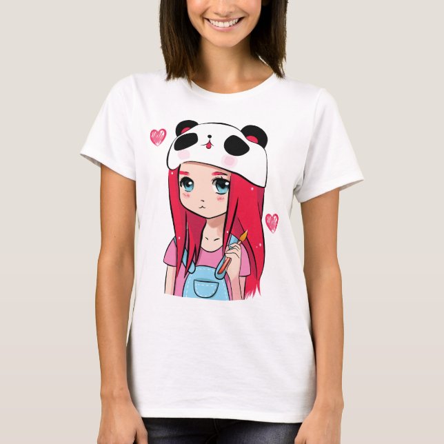 Camiseta Panda Hugs & Crimson Dreams (Frente)