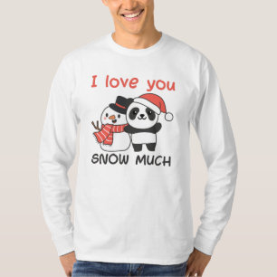 Camiseta Panda I Love You Snow Muita Snowman Pun