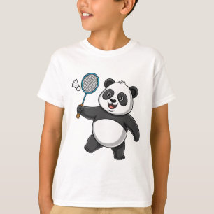 Camiseta Panda Inteligente Jogando Badminton Engraçado Humo