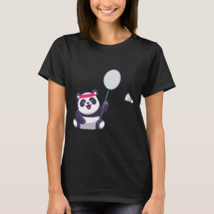 Camiseta Panda Jogando Badminton Engraçado Treinador De Esp