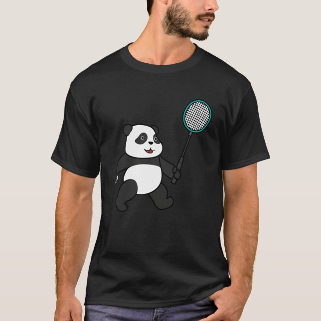 Camiseta Panda Jogando Badminton Ironic Sports Animal (Frente)