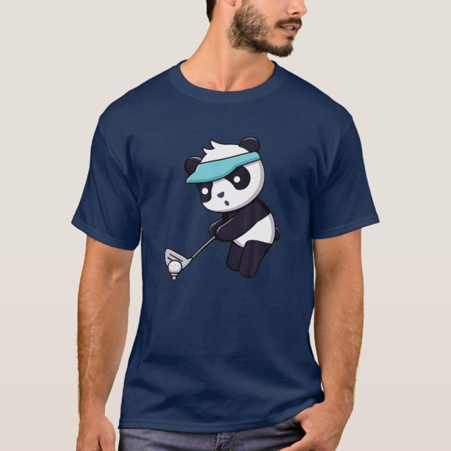 Camiseta Panda Jogando Golf Engraçado Animal Golfer Bear Pa (Frente)