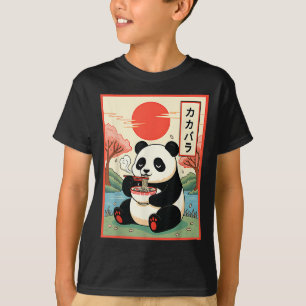 Camiseta Panda Kawaii Comendo Ramen Anime Macarrão Japonês