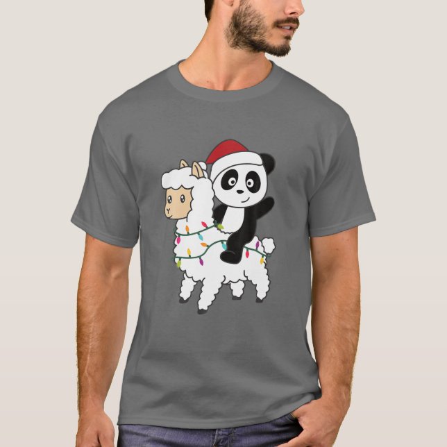 Camiseta Panda Lama Natal Animal Lamas Com P (Frente)
