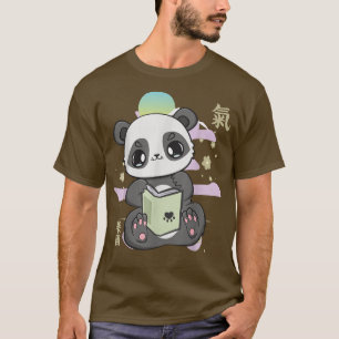 Camiseta Panda Lendo Livro Anime Japão Biblioteca Kanji
