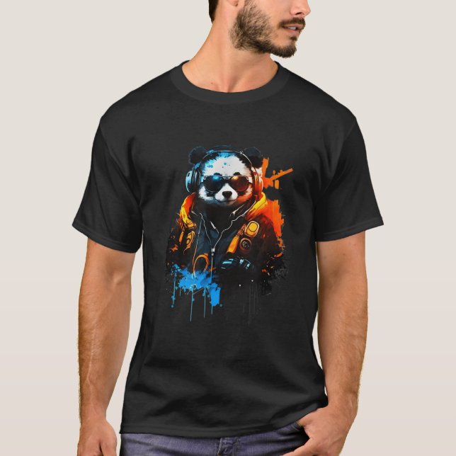 Camiseta Panda Music Dj Controller Gaming Panda (Frente)