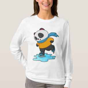 Camiseta Panda na patinação de gelo com skates de gelo e es