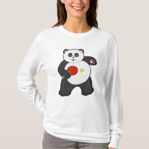 Camiseta Panda na tênis da Mesa com a raquete tênis de Mesa