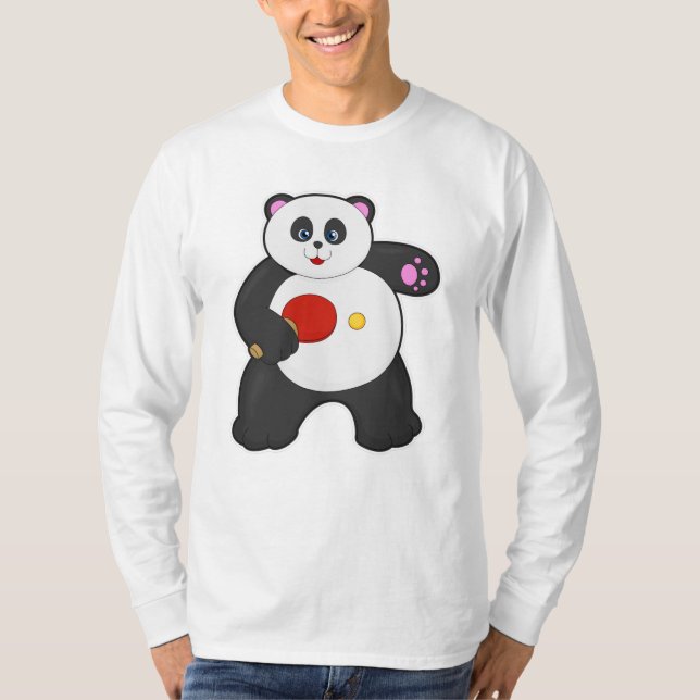 Camiseta Panda na tênis da Mesa com a raquete tênis de Mesa (Frente)