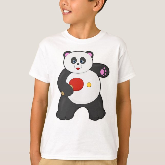 Camiseta Panda na tênis da Mesa com a raquete tênis de Mesa (Frente)