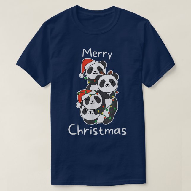 Camiseta Panda Natal Árvore Animais Fácil Panda (Frente do Design)