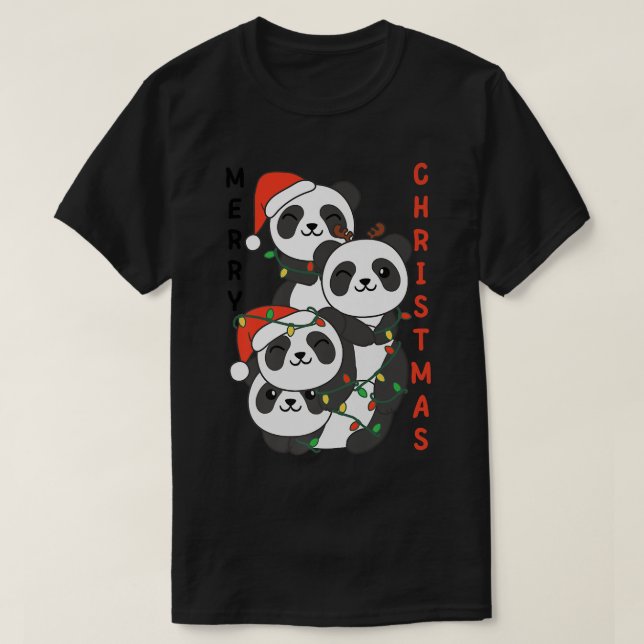 Camiseta Panda Natal Árvore Animais Fácil Panda (Frente do Design)