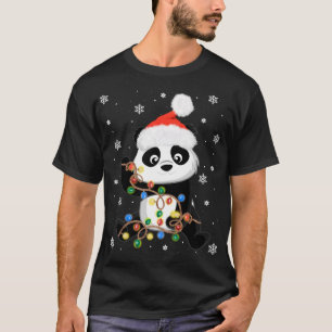 Camiseta Panda Natal Com Luzes De Árvore Papais noeis Engra