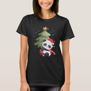 Camiseta Panda Natal Pjamas Hat Xmas Matando Família