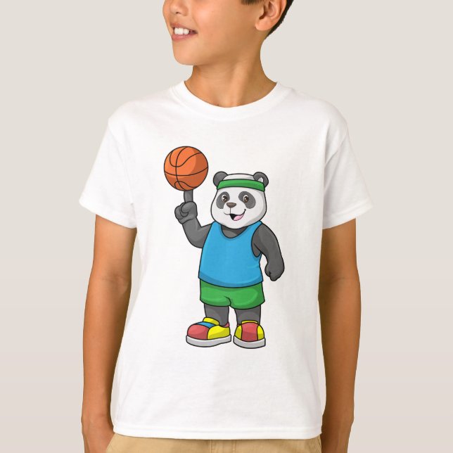 Camiseta Panda no Esporte com Basquete (Frente)